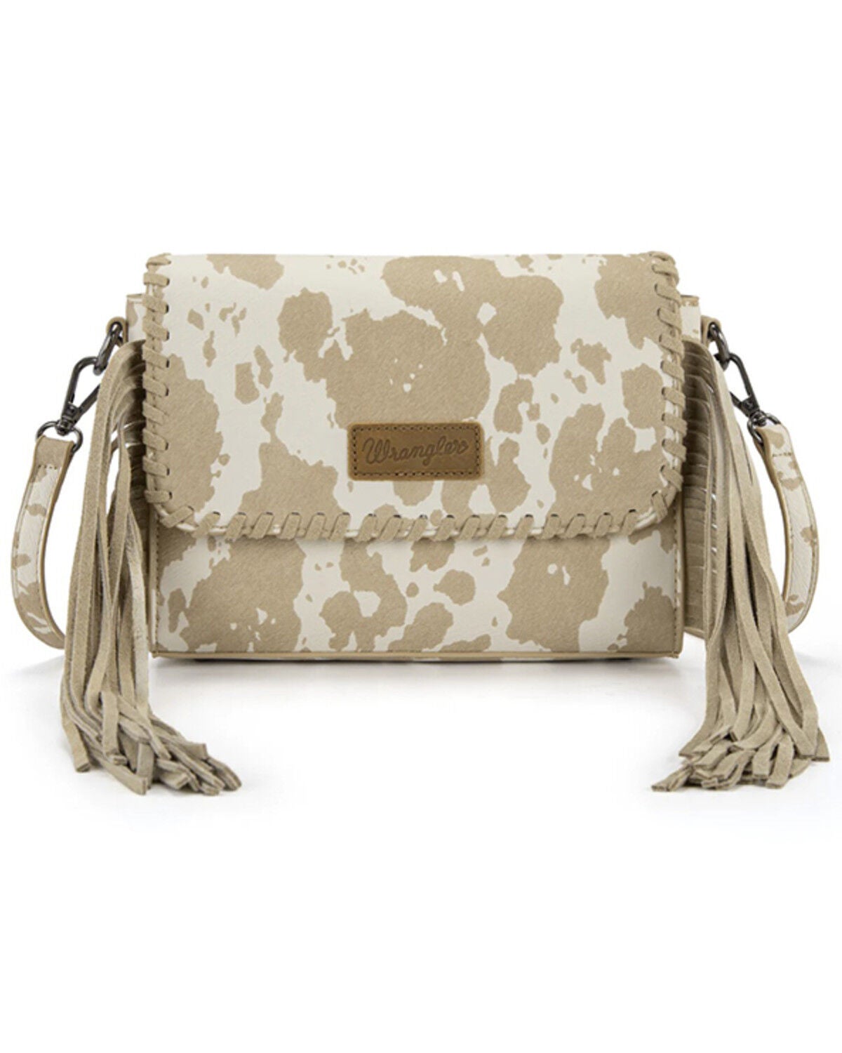 Women's Wrangler Cow Print Fringe Crossbody Bag