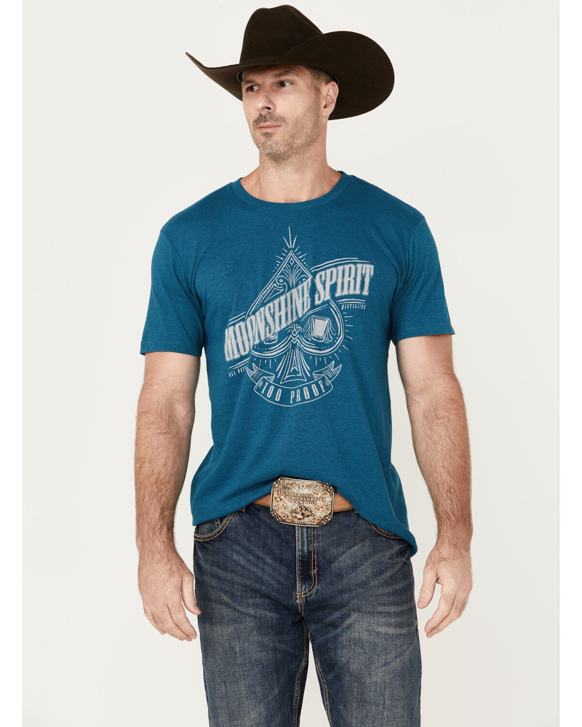 Men's Moonshine Spirit Spade Glass Short Sleeve Graphic T-Shirt