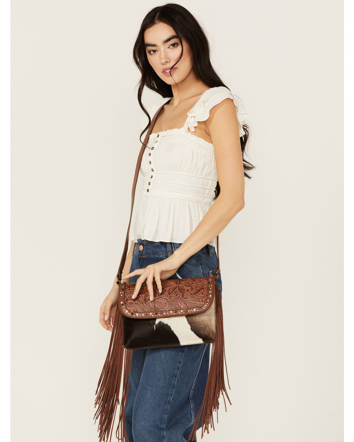 Women's Shyanne Hair On Tooled Crossbody Bag