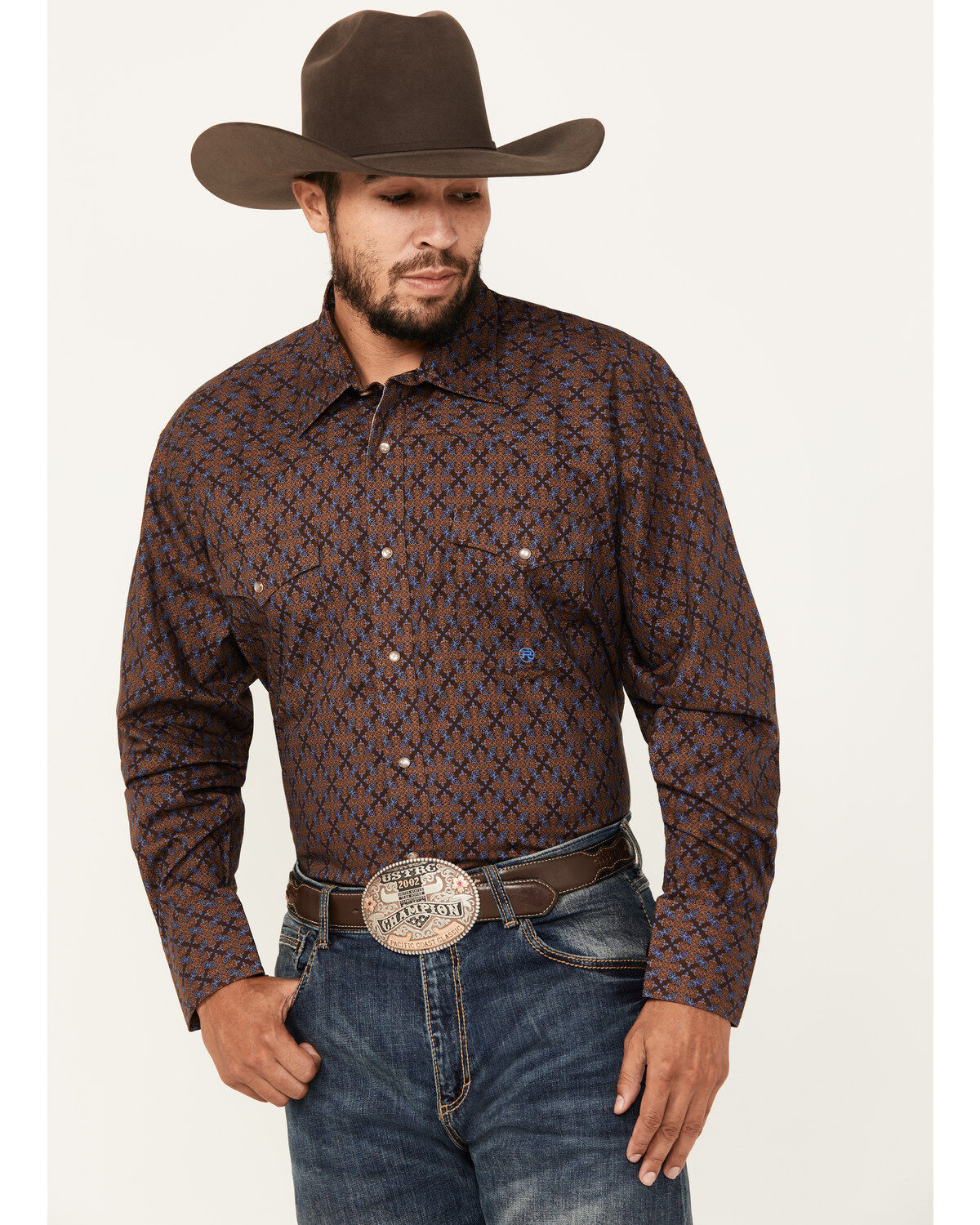 Men's Roper Amarillo Medallion Print Long Sleeve Pearl Snap Western Sh