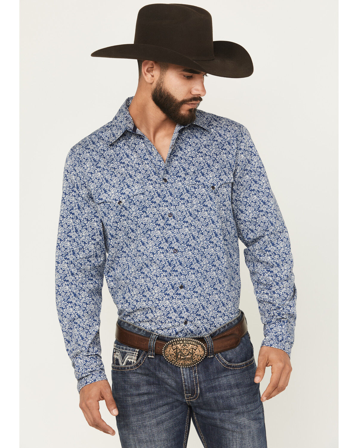 Men's Stetson Floral Print Long Sleeve Snap Western Shirt