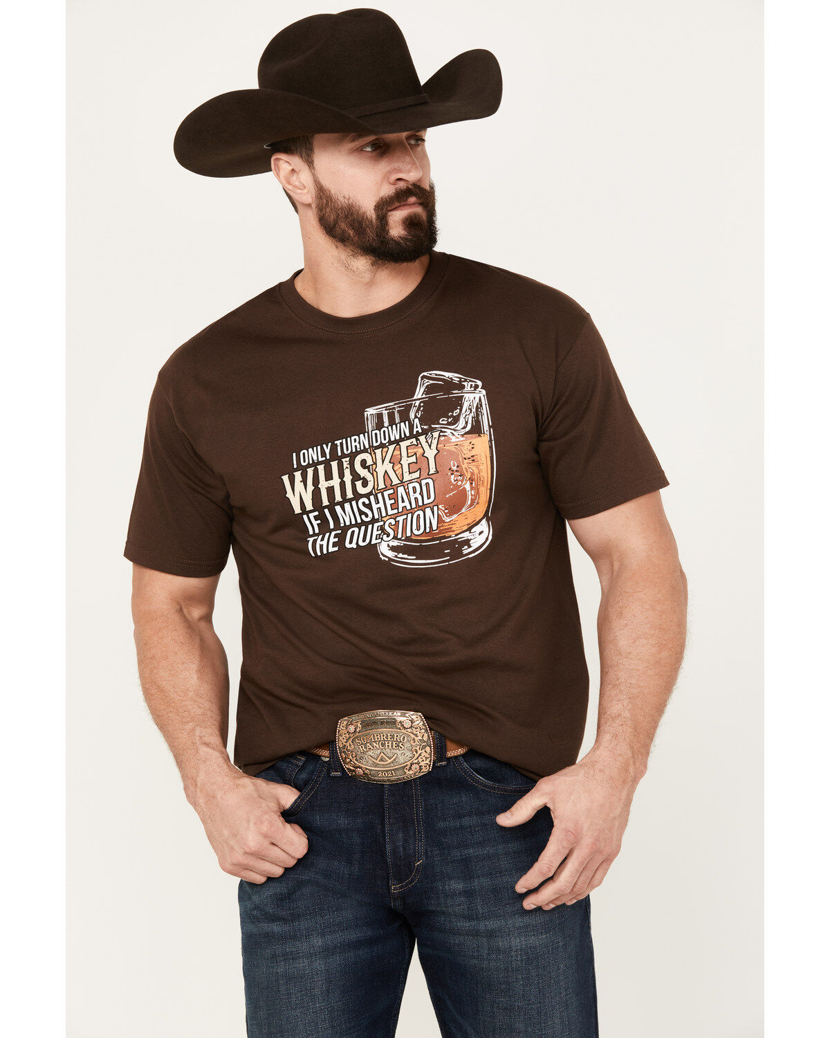 Men's Moonshine Spirit Turn Down Whiskey Short Sleeve Graphic T-Shirt