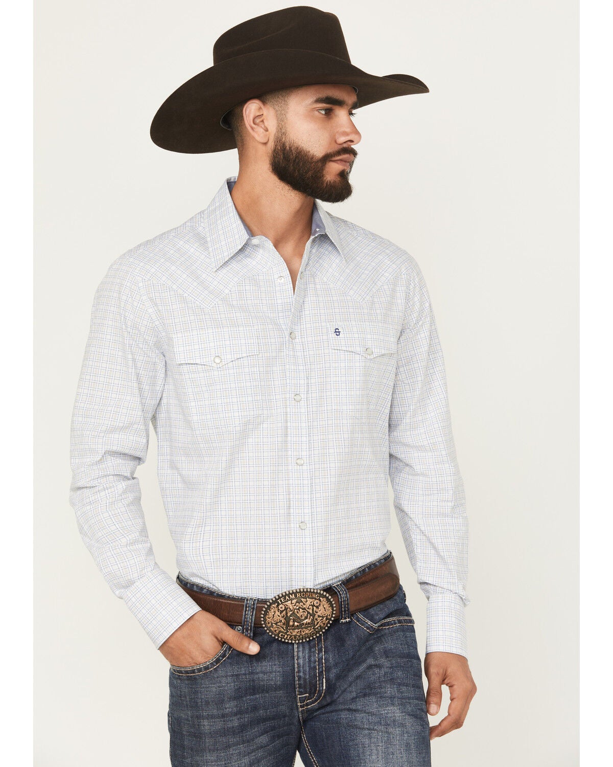 Men's Stetson Plaid Print Long Sleeve Snap Western Shirt