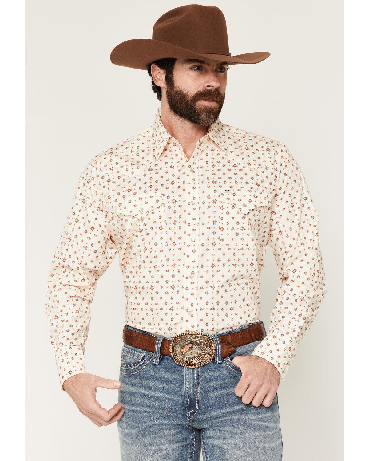 Men's Ely Walker Star Print Long Sleeve Snap Western Shirt