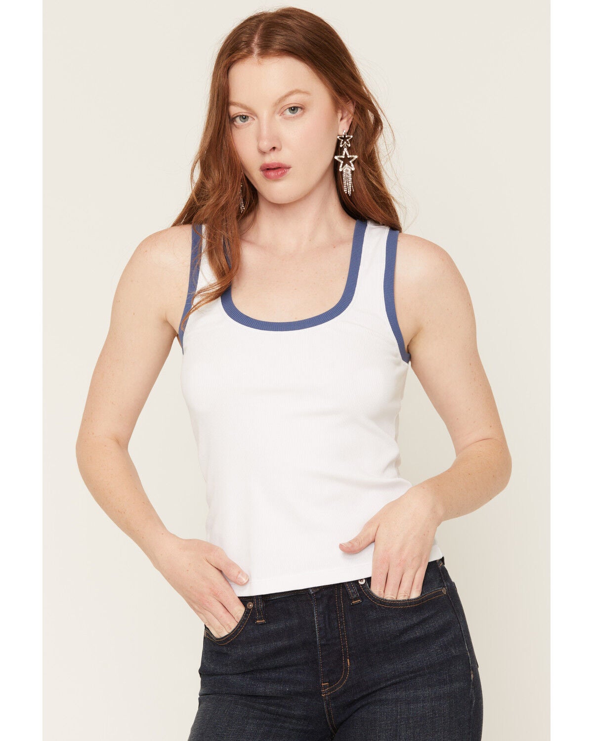 Women's White Crow Color Block Tank