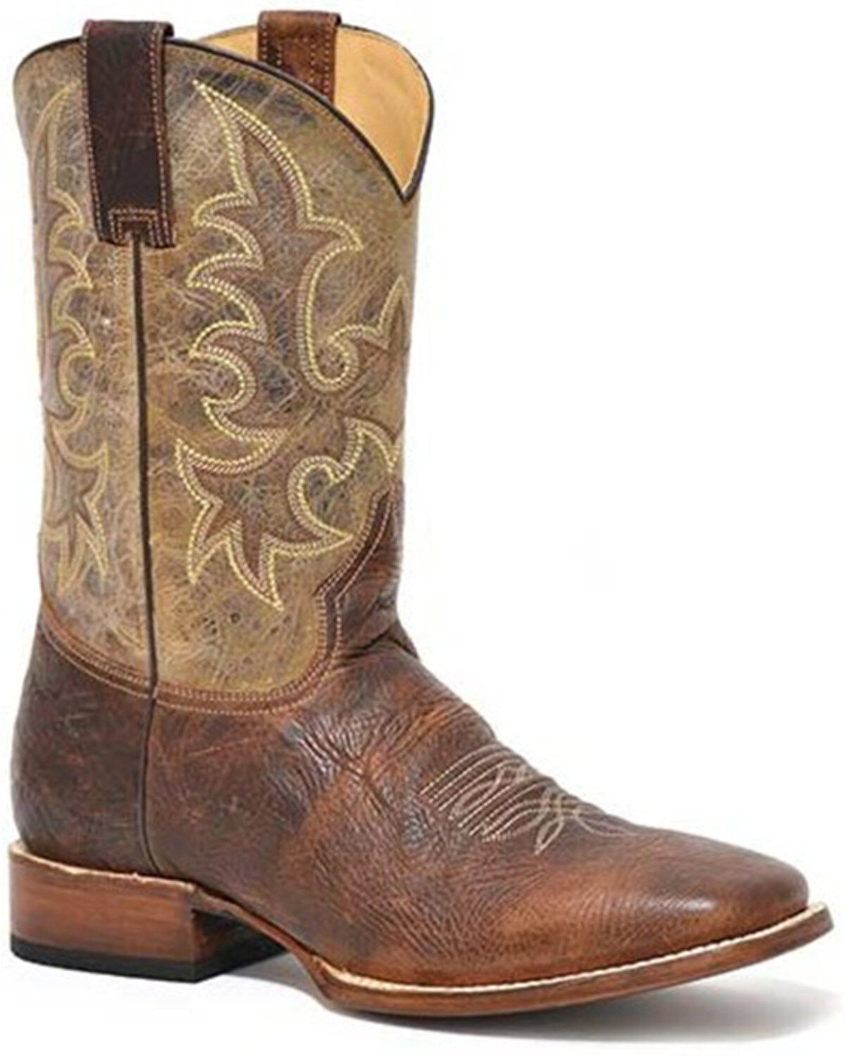 Men's Stetson Obediah Bison Vamp Western Boots - Broad Square Toe