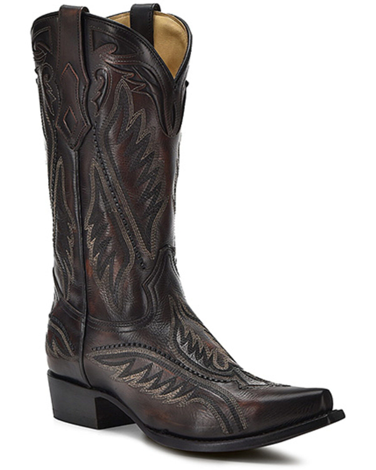 Men's Corral Inlay Western Boots - Snip Toe