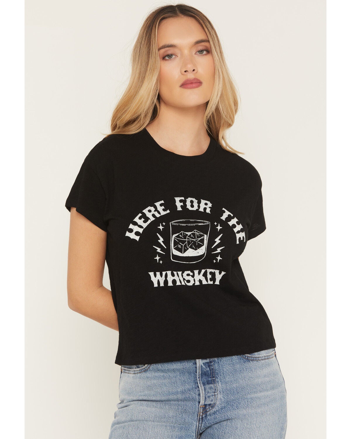 Women's White Crow Here For The Whiskey Short Sleeve Graphic T-Shirt