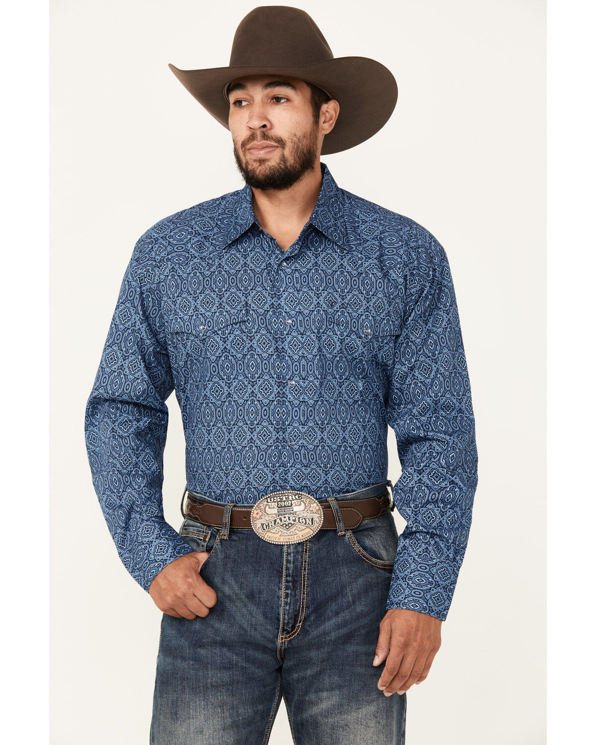 Men's Roper Amarillo Medallion Print Long Sleeve Pearl Snap Western Sh