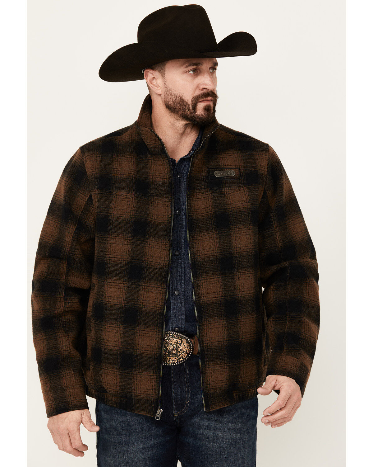 Men's Cinch Plaid Print Concealed Carry Zip Jacket