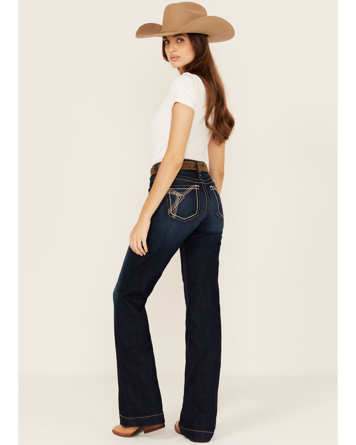 Women's Ariat Lizzie Dark Wash Mid Rise Trouser Stretch Denim Jeans