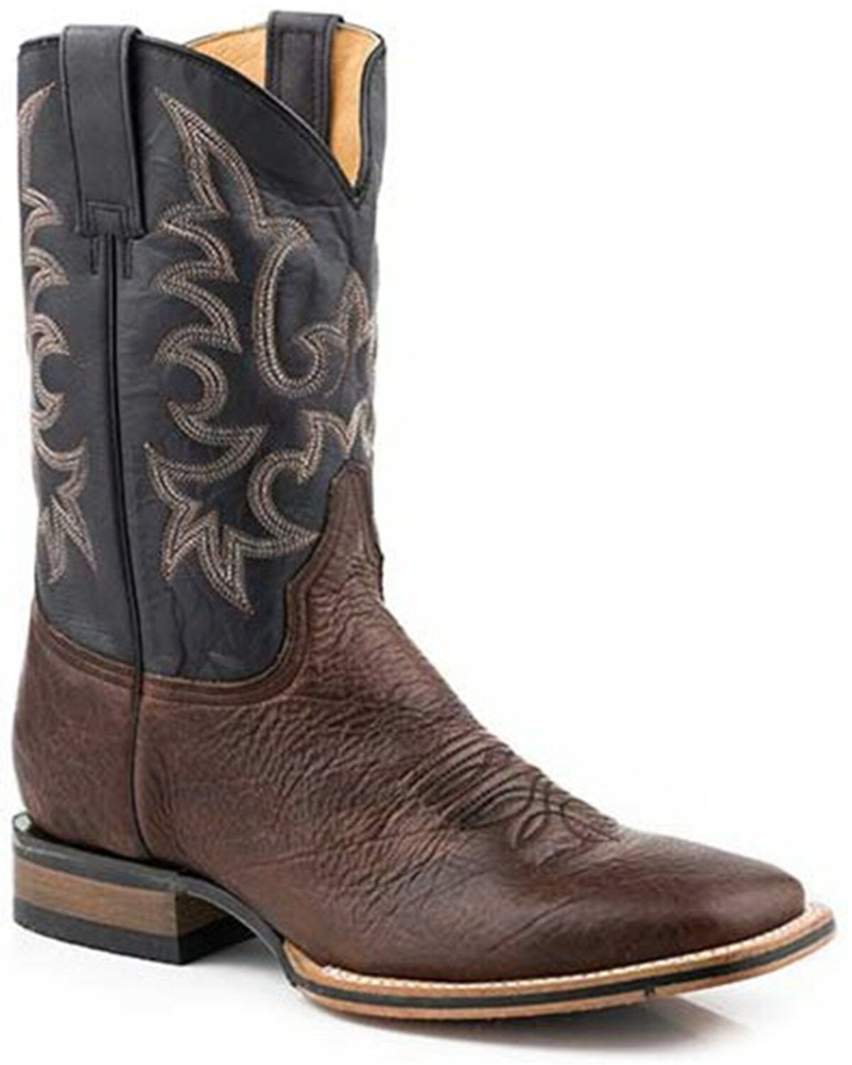 Men's Stetson Obadiah Oiled Bison Western Boots - Broad Square Toe