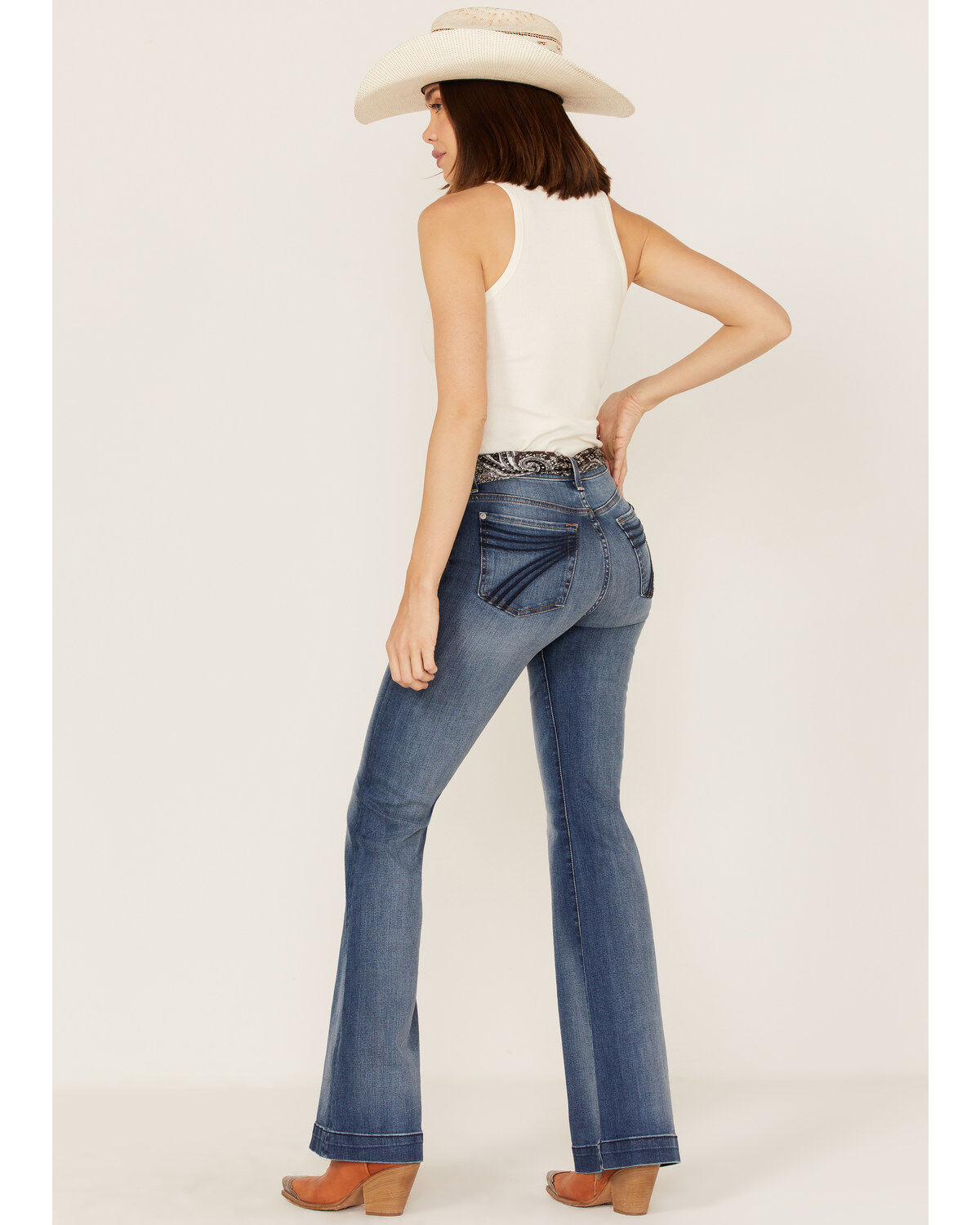 Women's 7 For All Mankind Medium Wash Mid Rise Dojo Wide Jeans