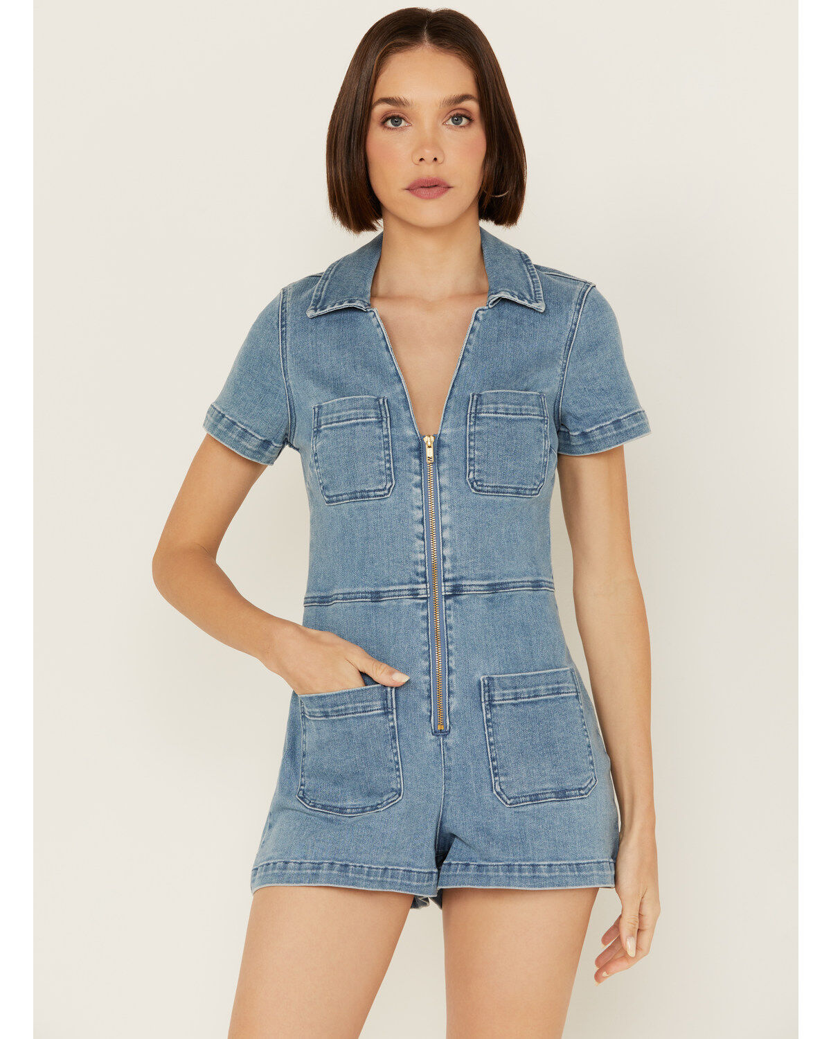 Women's Show Me Your Mumu Short Sleeve Zip Romper