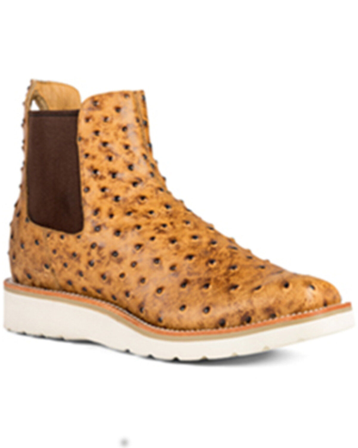 Men's Horse Power Saddle Ostrich Print Chelsea Boots - Square Toe