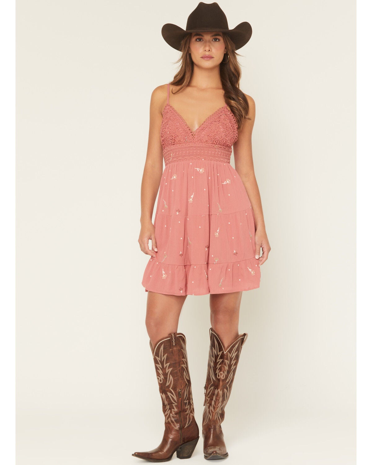 Women's A.T.A.P Crochet Embroidered Sleeveless Mini Dress