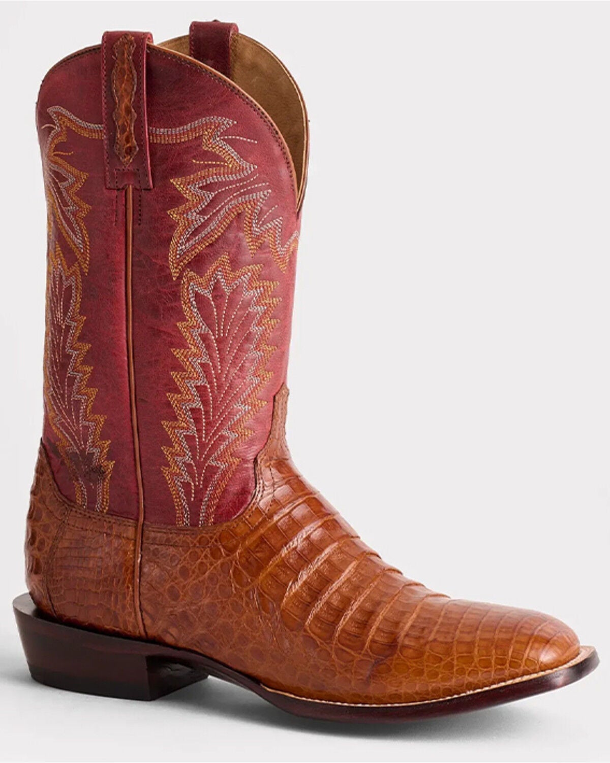 Men's Lucchese Wyatt Exotic Caiman Belly Western Boots - Broad Square
