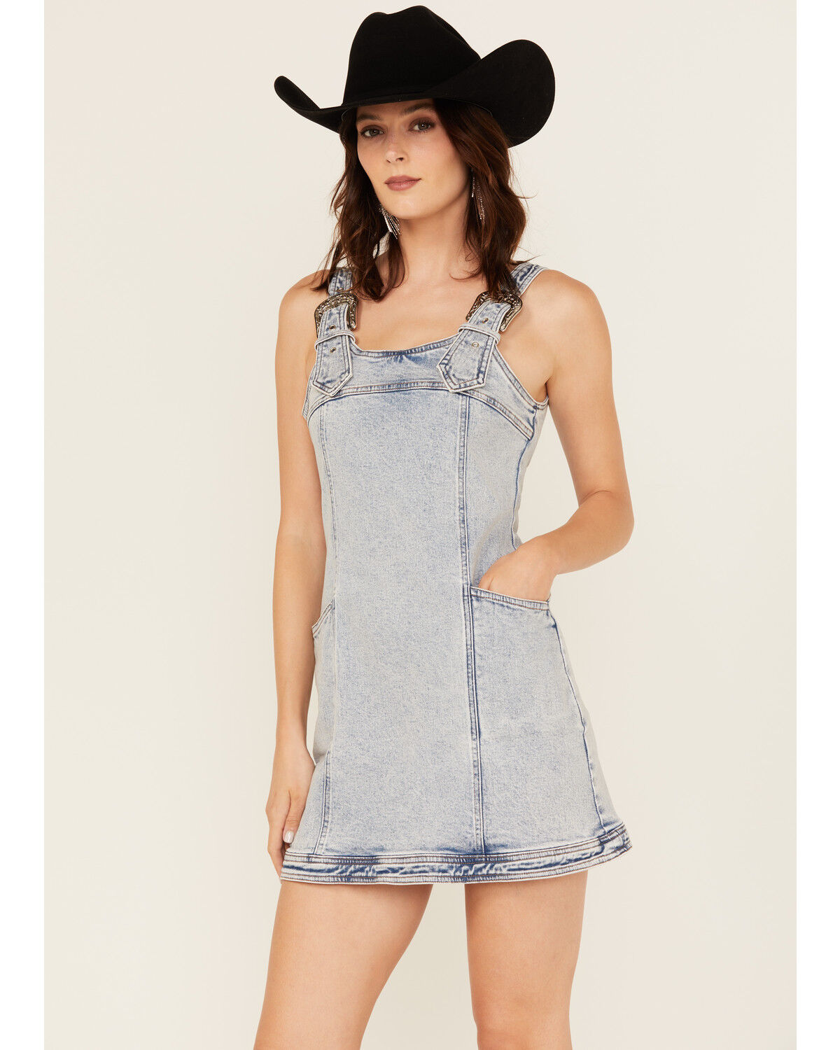 Women's Blue B Buckle Sleeveless Mini Dress