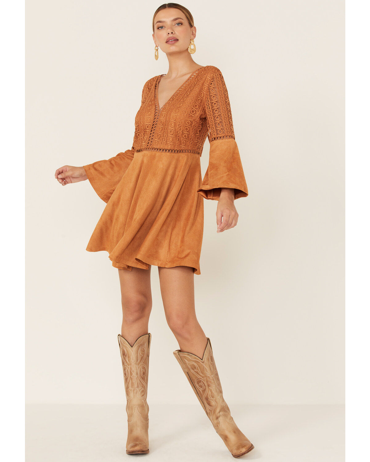 Women's Beyond The Radar Cut-Out Bell Sleeve Mini Dress
