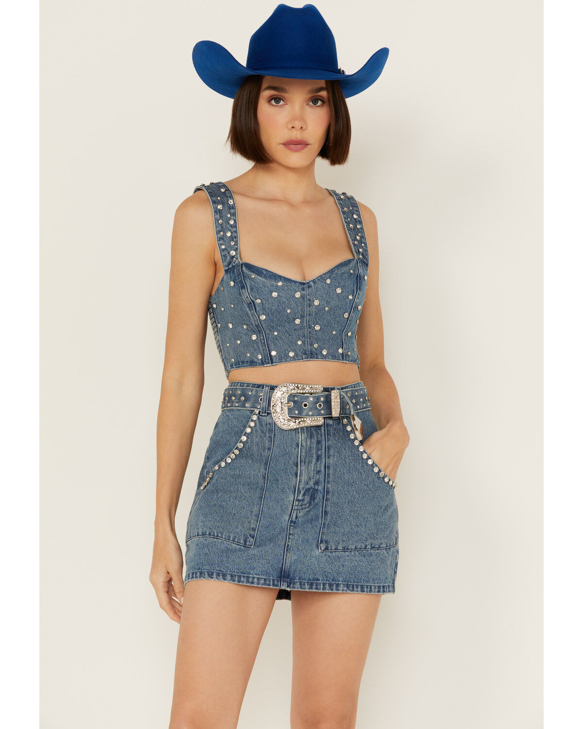 Women's Show Me Your Mumu Dover Embellished Corset Denim Top