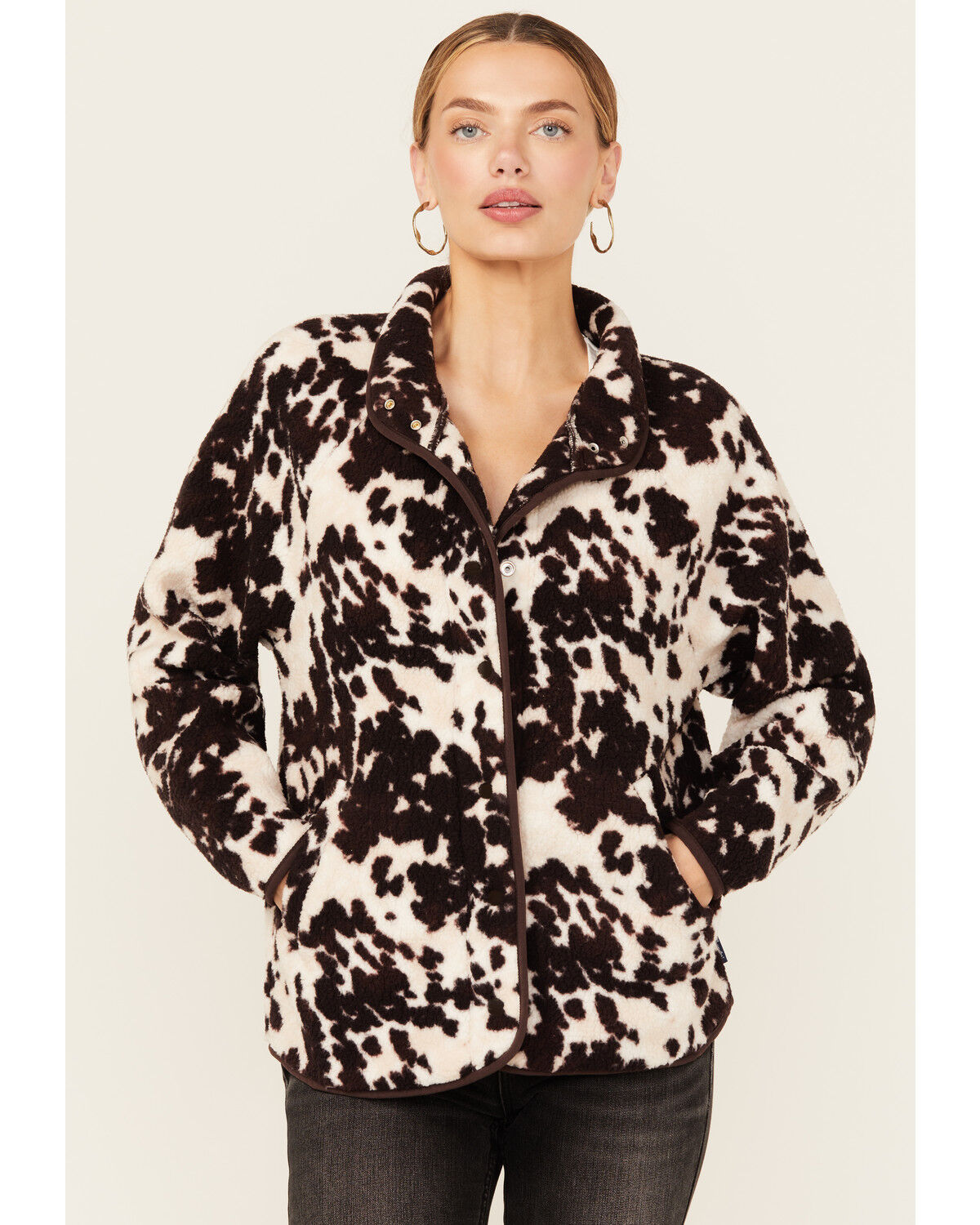 Women's Wrangler Retro Cow Print Sherpa Pullover