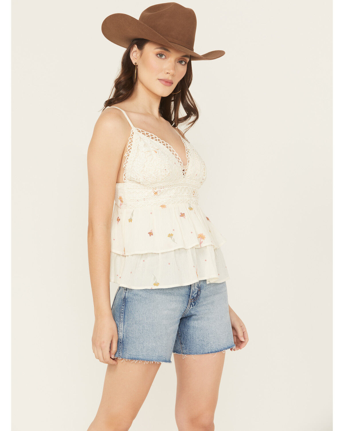 Women's A.T.A.P Crochet Floral Embroidered Sleeveless Tank Top