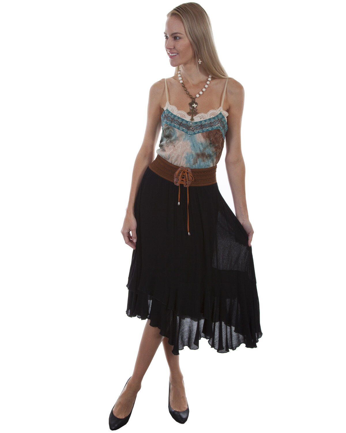 Women's Scully Honey Creek by Black Crochet Belt Skirt