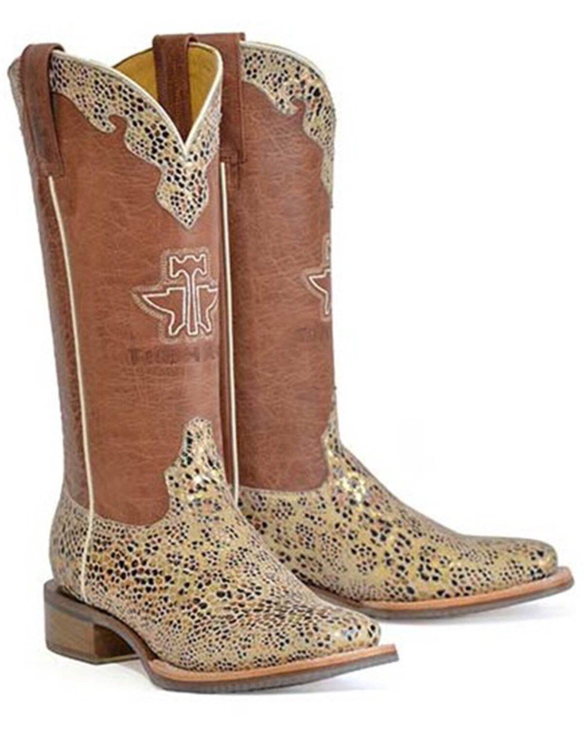 Women's Tin Haul Golden Cheetah Western Boots - Broad Square Toe