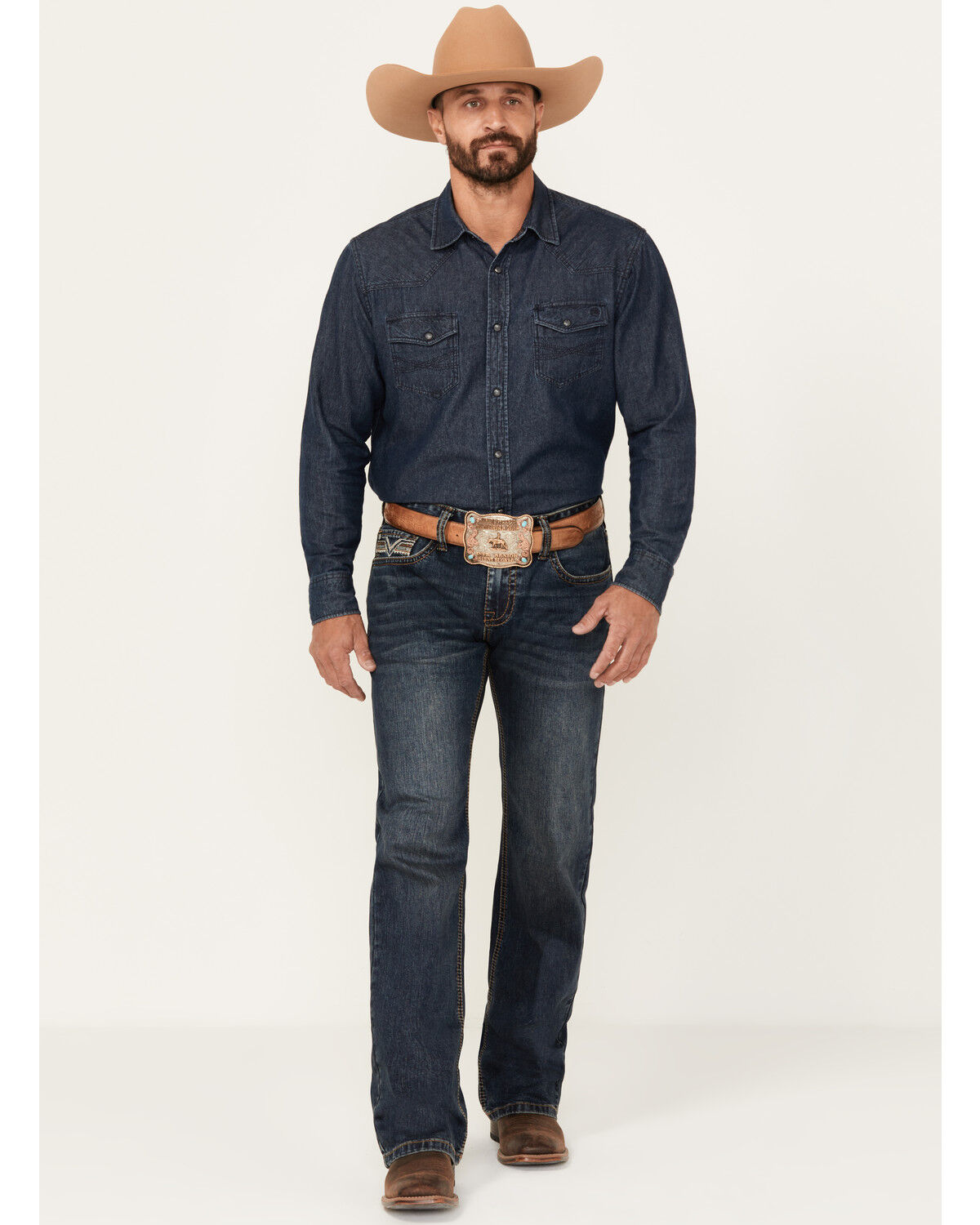 Men's Rock & Roll Denim Pistol Dark Wash Straight Reflex Stretch Denim