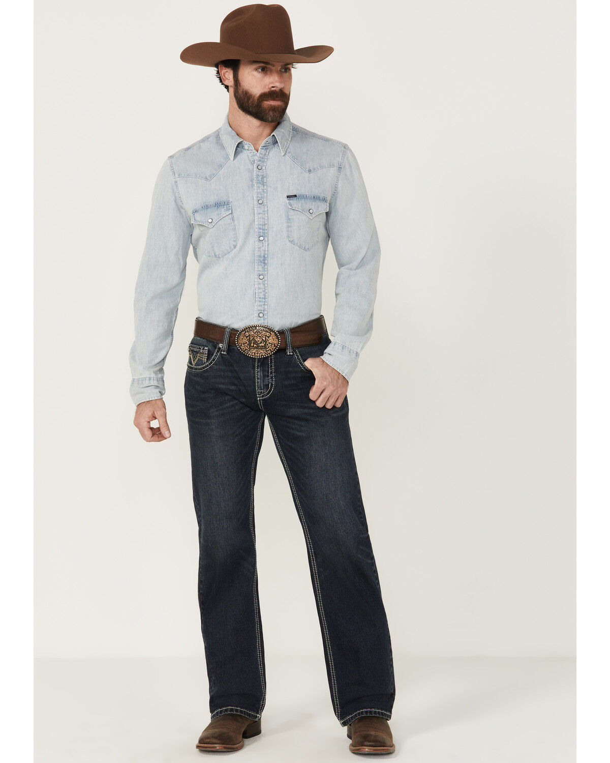 Men's Rock & Roll Denim Pistol Dark Wash Straight Reflex Stretch Denim