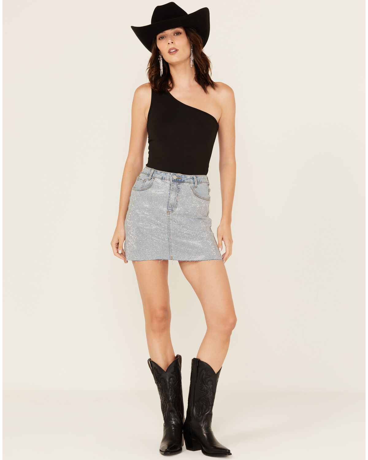 Women's Blue B Light Wash Embellished Mini Denim Skirt