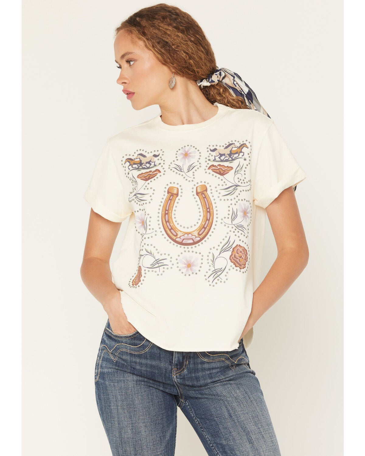Women's Idyllwind Joyce Floral Horseshoe Short Sleeve Graphic Tee