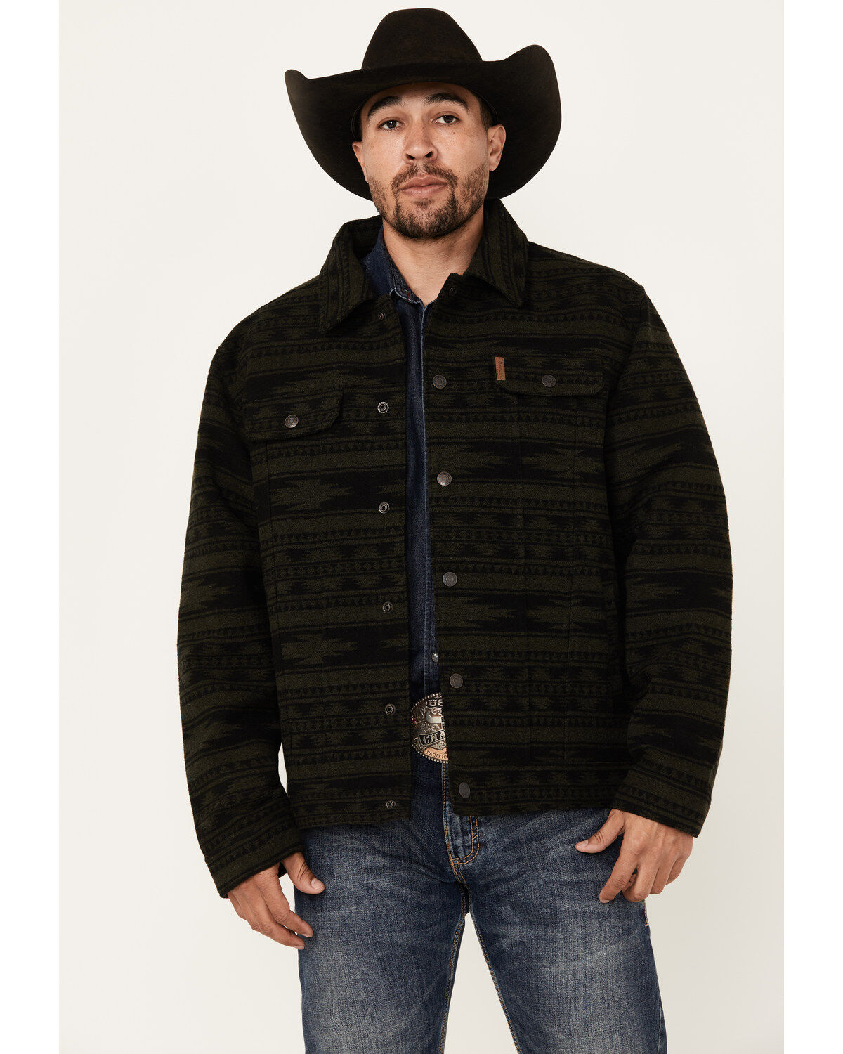 Men's Cinch Southwestern Jacquard Twill Trucker Snap Jacket