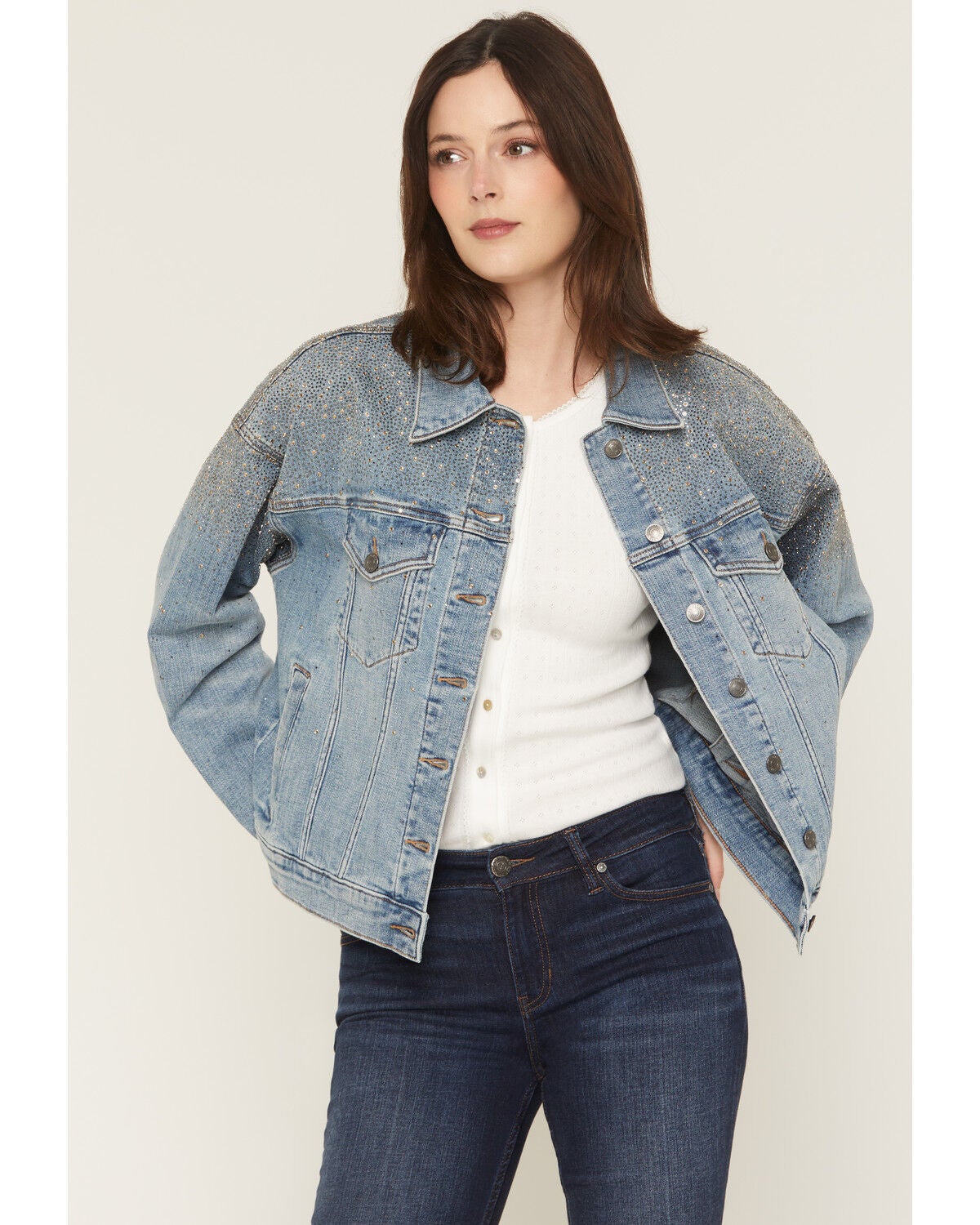 Women's Shyanne Gale Embellished Oversized Denim Jacket
