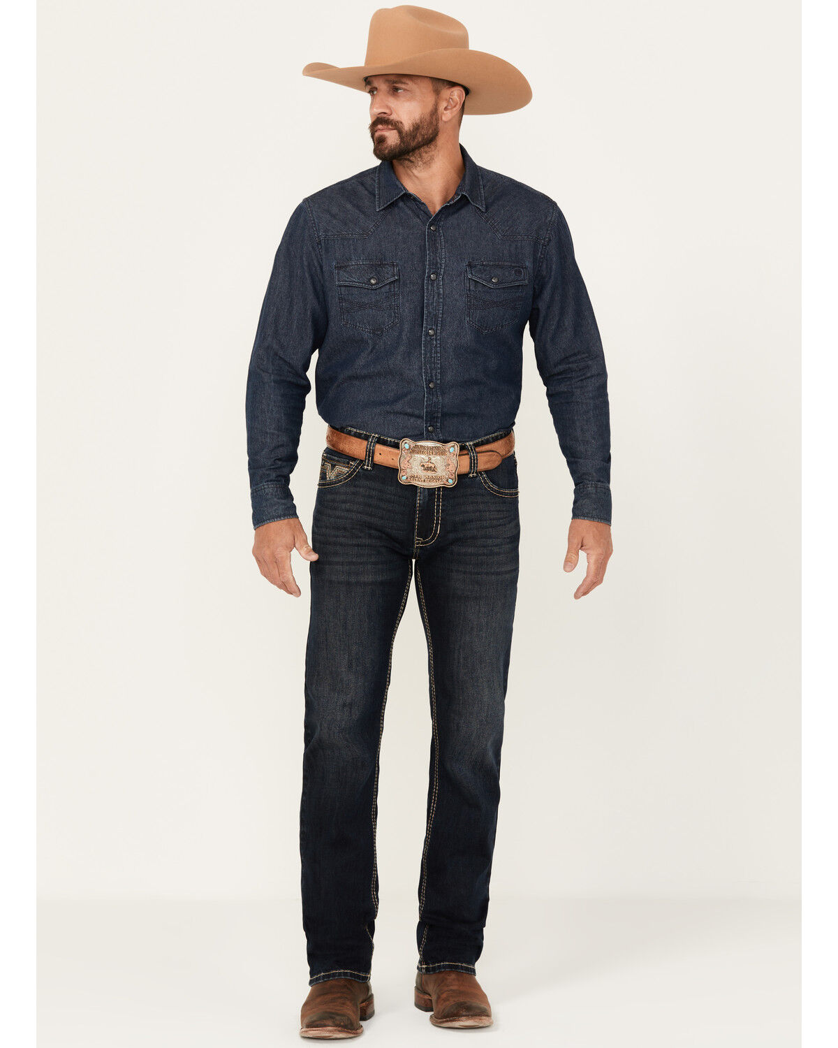 Men's Rock & Roll Denim Revolver Dark Wash Slim Straight Stretch Denim