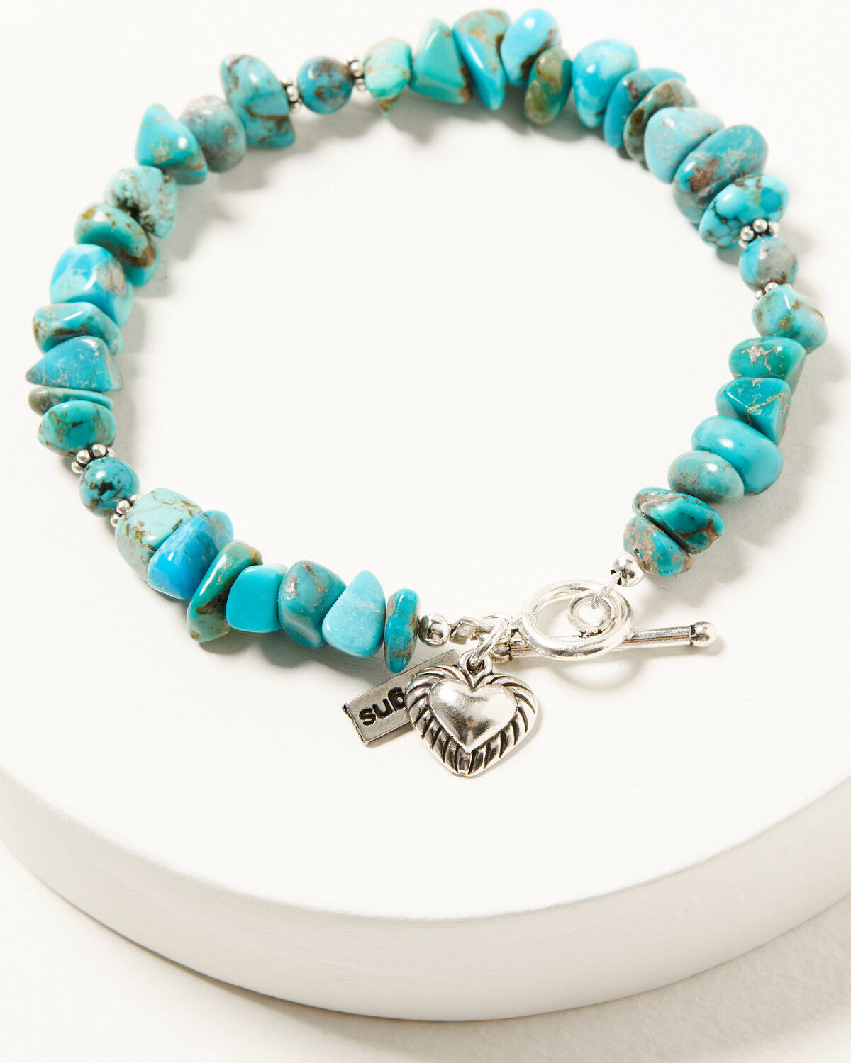 Women's Paige Wallace Heart Charm Mixed Turquoise Chip Bracelet