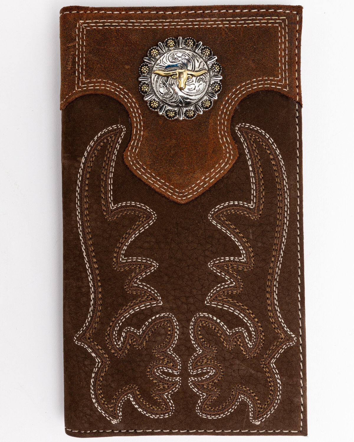 Men's Cody James Boot Stitch Long Horn Leather Checkbook Wallet