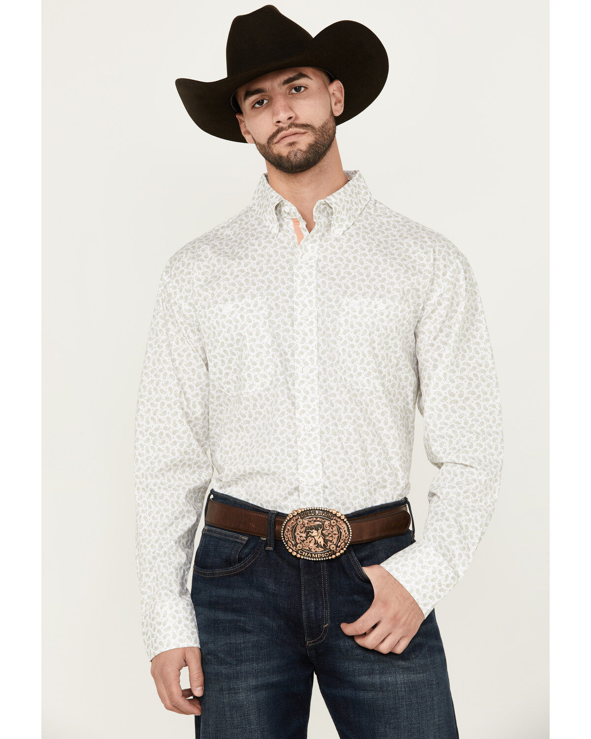 Men's Wrangler George Strait by Paisley Print Long Sleeve Button-Down