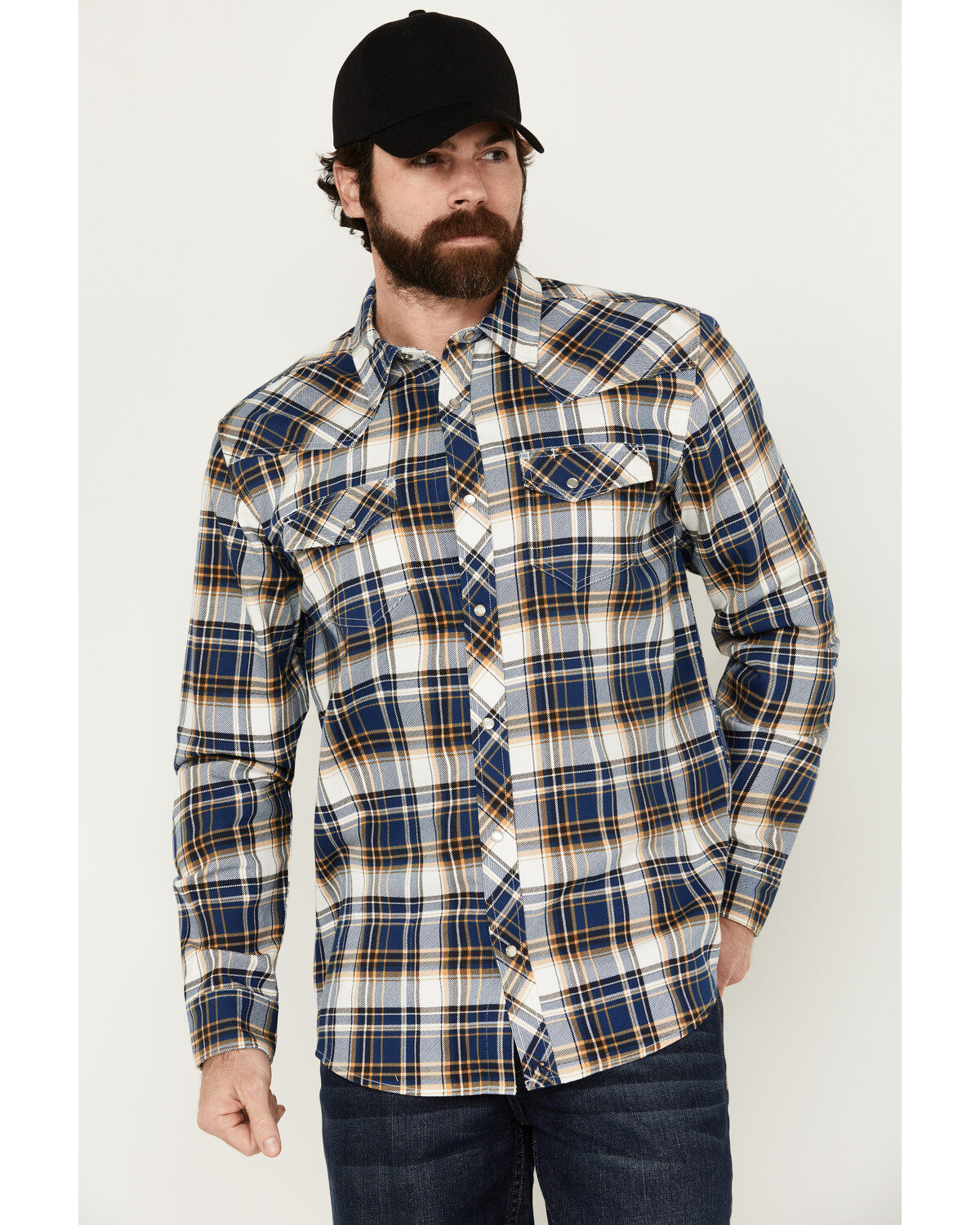 Men's Cody James FR Plaid Print Long Sleeve Snap Midweight Work Shirt