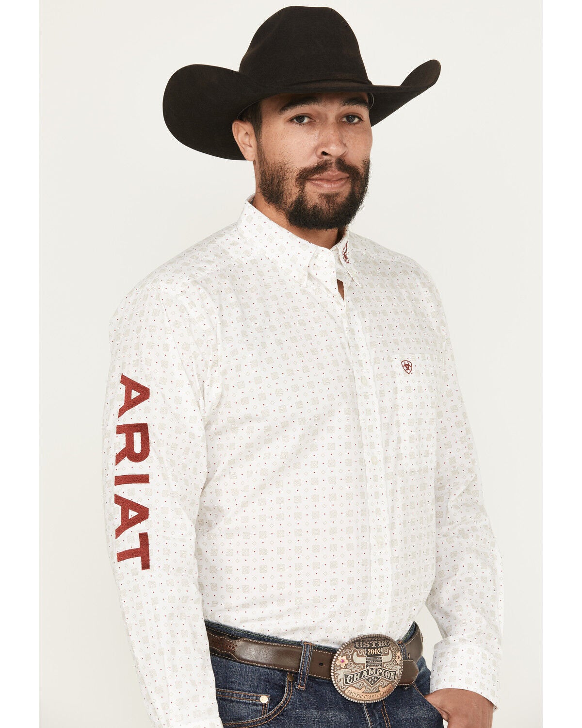 Men's Ariat Team King Geo Print Long Sleeve Button-Down Western Shirt