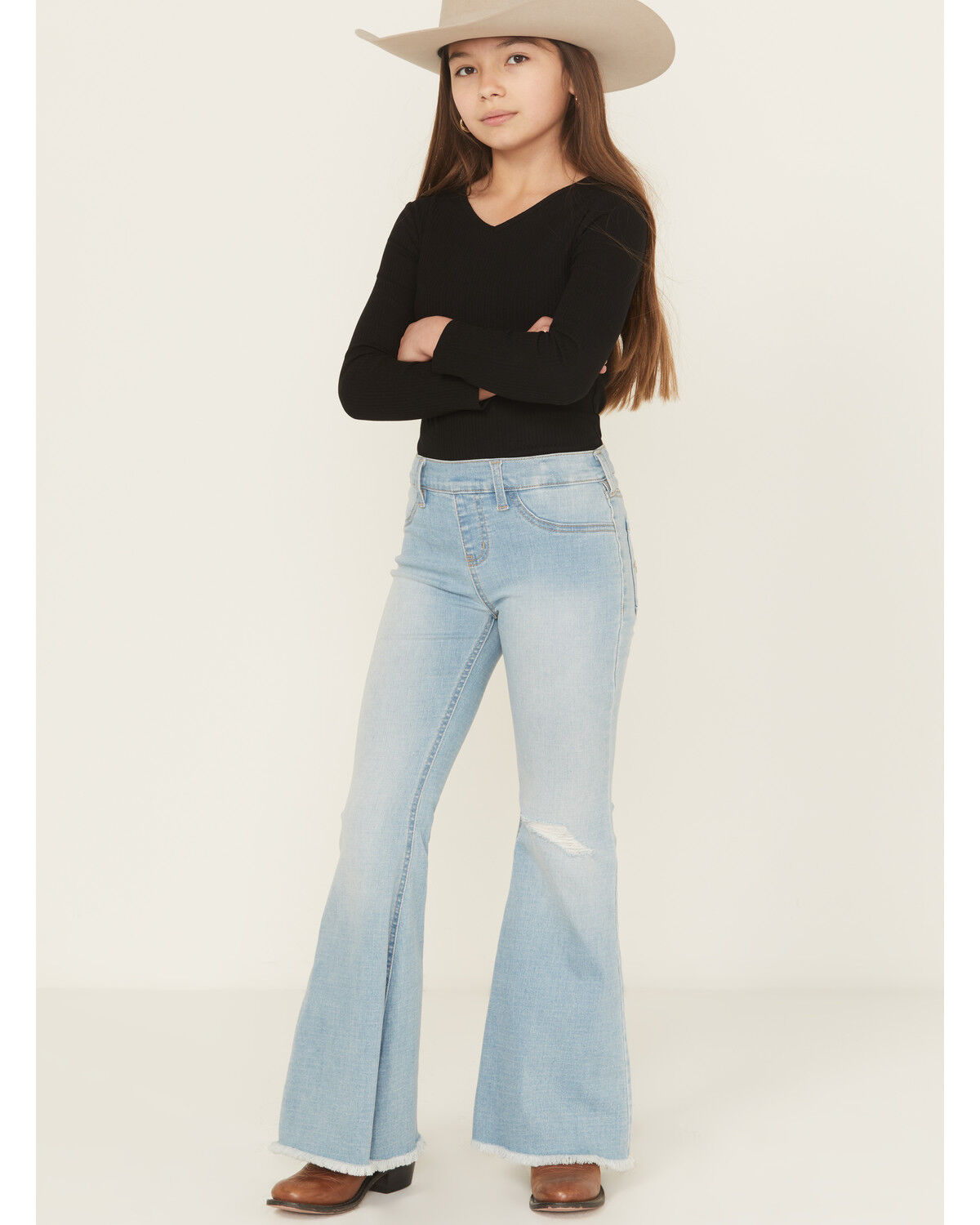 Girls' Shyanne Light Wash Flare Stretch Denim Jeans