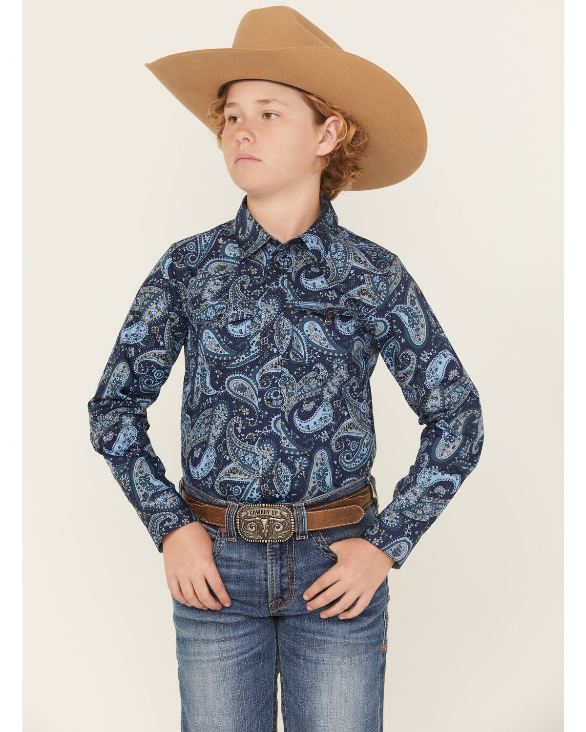 Boys' Cody James Westward Paisley Print Long Sleeve Snap Western Shirt