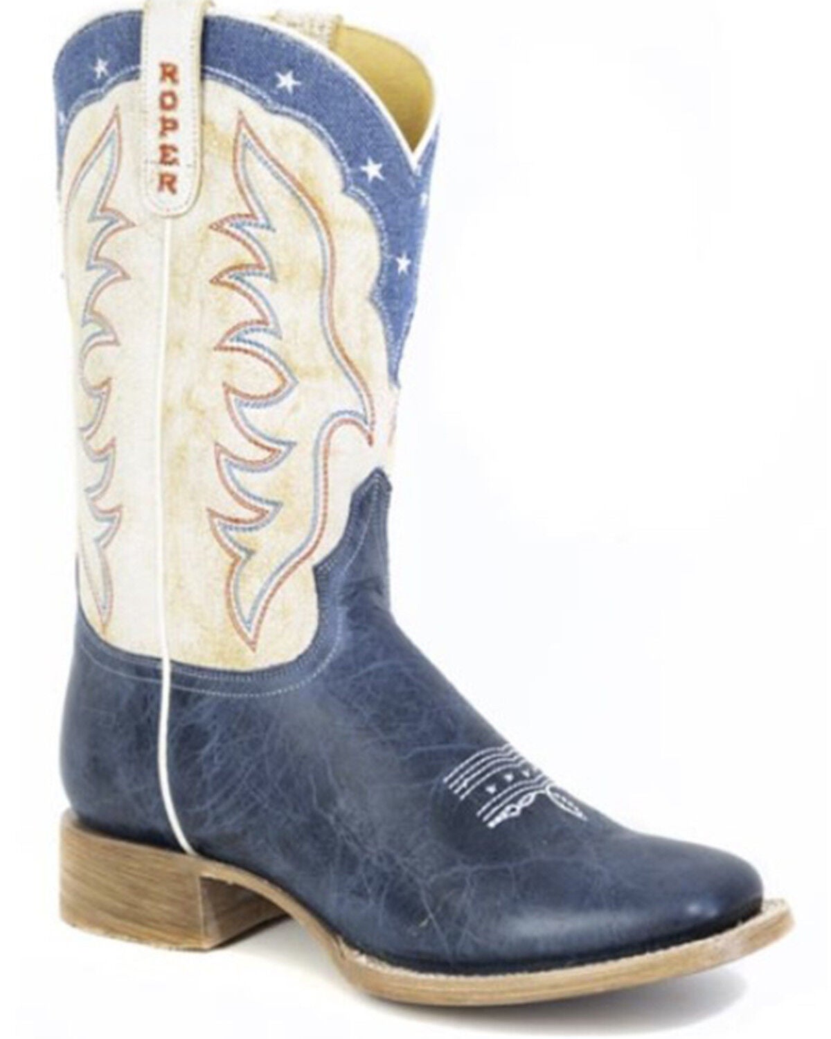 Women's Roper Americana Blue Western Boots - Broad Square Toe