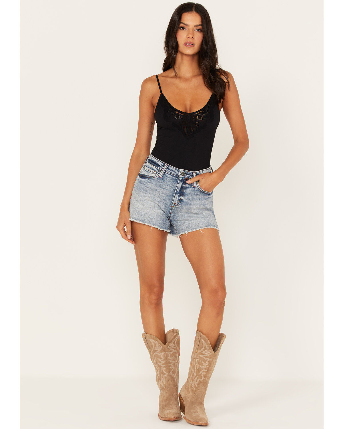 Women's Idyllwind Medium Wash Super High Risin' Raw Hem Shorts