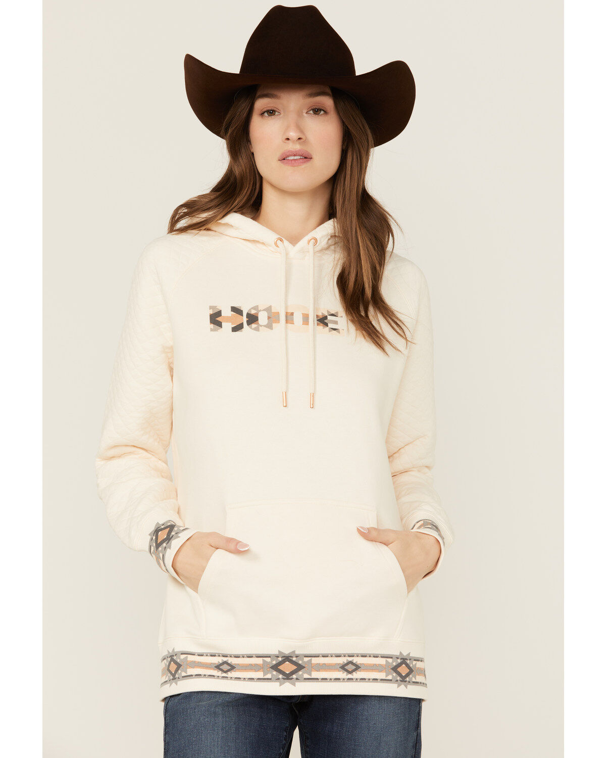 Women's Hooey Southwestern Print Trim Hoodie