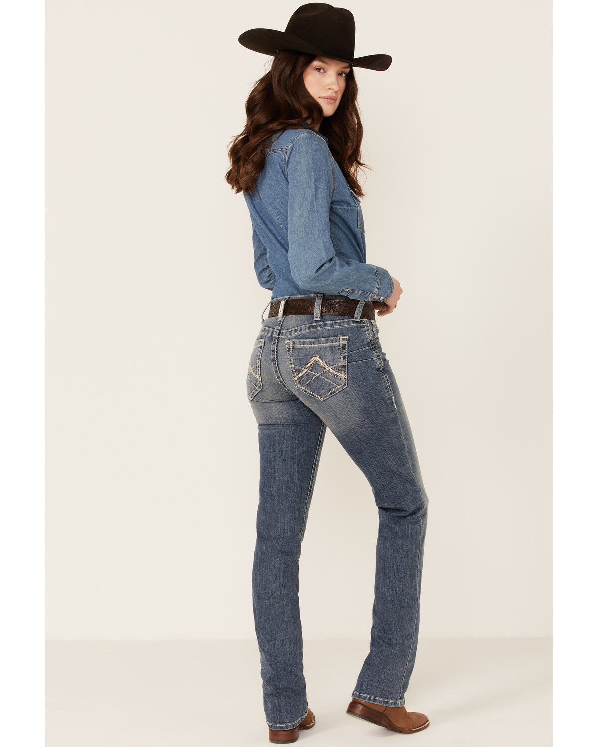 Women's Ariat Mid Rise Icon Stackable Straight Stretch Denim Riding Je