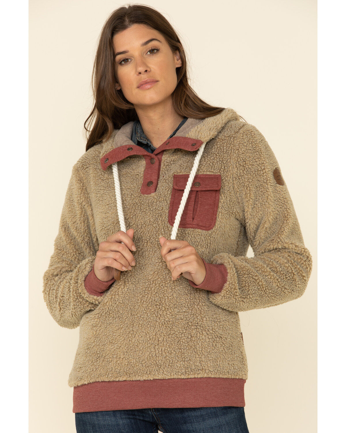 Women's Wanakome Fay Snap Neck Sherpa Hooded Pullover