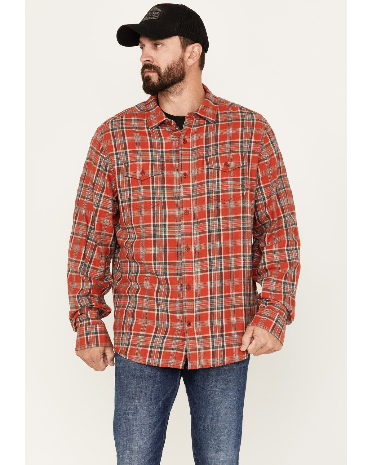 Men's Brothers and Sons Plaid Long Sleeve Button-Down Western Flannel