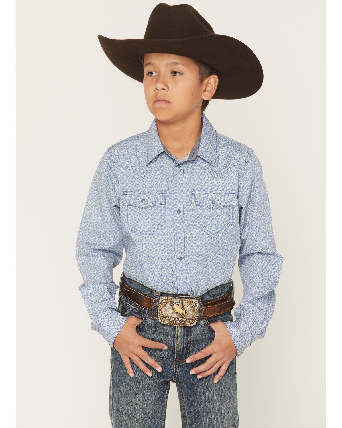 Boys' Cody James Coastal Cowboy Geo Print Long Sleeve Snap Western Shi
