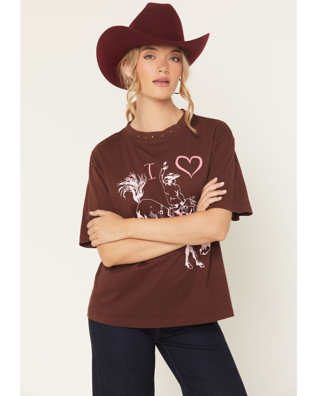 Women's All Us Cowboy Embellished Short Sleeve Graphic Tee